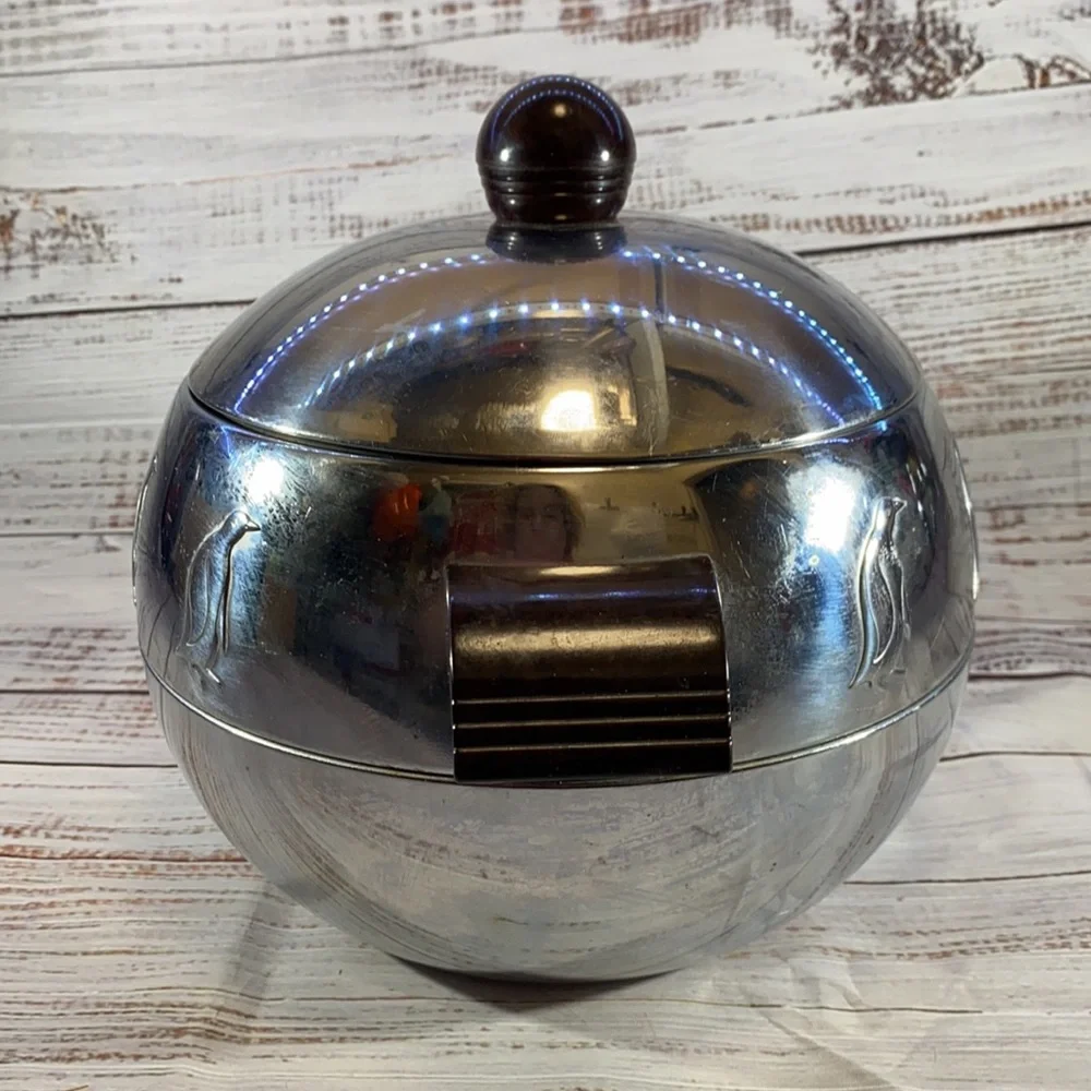 Penguin Hot/Cold Server Mid Century Ice Bucket With Bakelite Handles